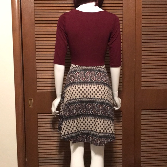 ๐ Burgundy Taupe Print Dress ๐ - Picture 5 of 8